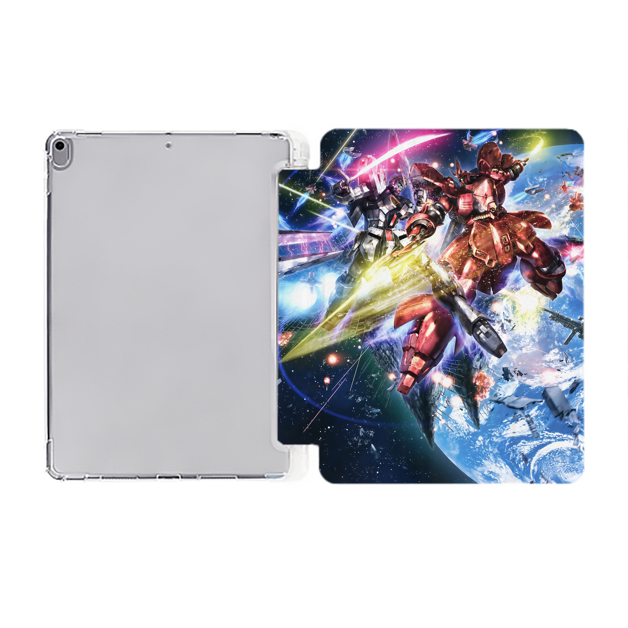 （画像用） 機動戦士ガンダム Mobile Suit Gundam IPad ケース ペン収納付き 三つ折りスタンド PUレザー×シリコン 対応機種9.5/10.5/10.9インチ